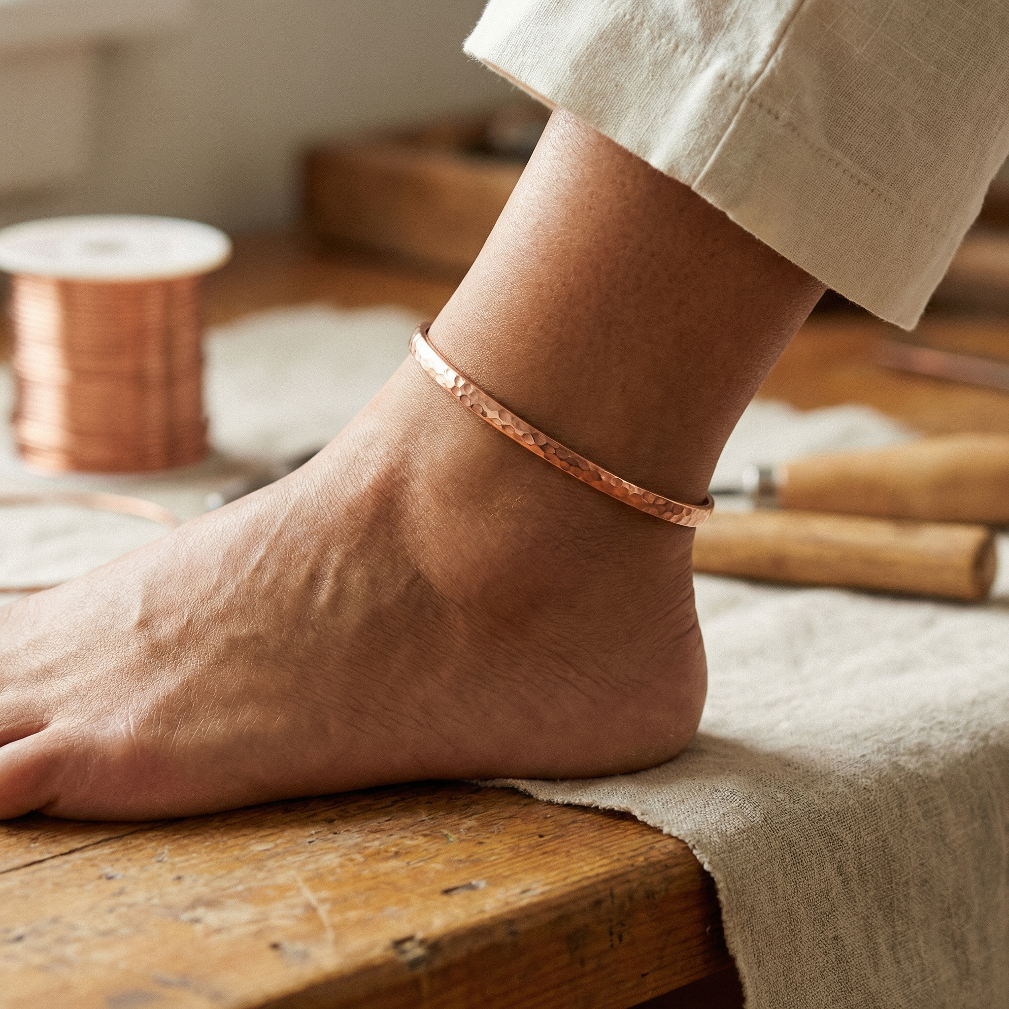 Mara's Sand Copper Anklet
