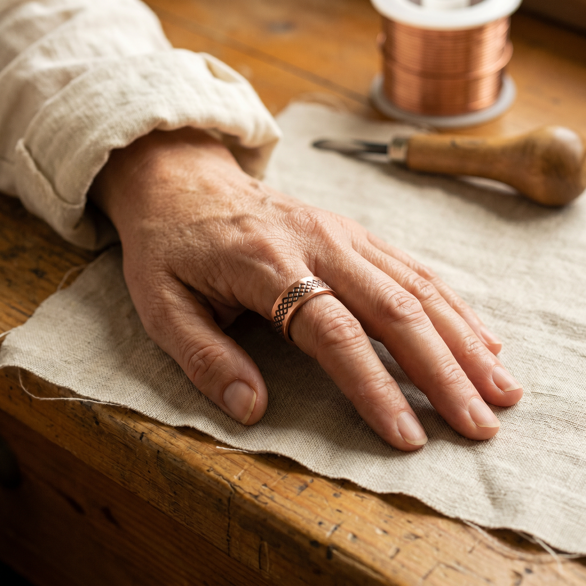 Mara's Grid Copper Ring
