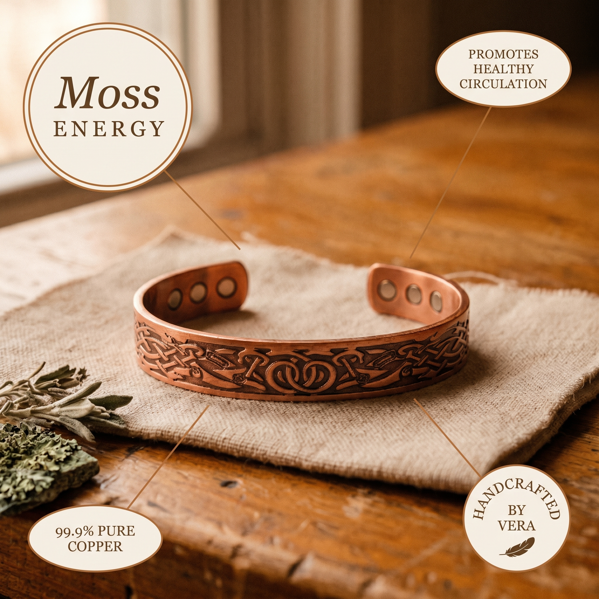 Mara's Moss Copper Bracelet